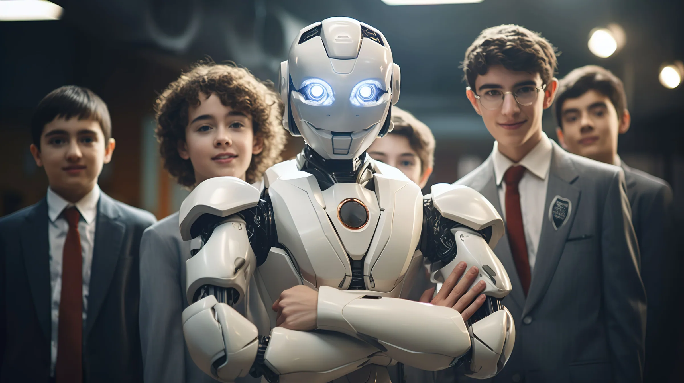 AI-powered humanoid robot symbolizing the role of artificial intelligence and robotics in future education and technology.